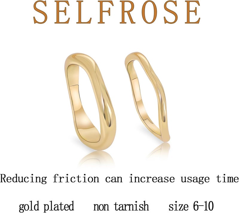 SELFROSE Store Rings for Women,Dainty Ring Set 14K Gold Plated Thumb Rings Non Tarnish Chunky Size 6-10 Gold Jewelry Gifts for Women - Image 4